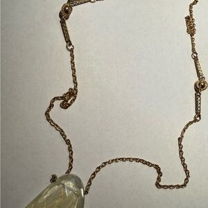 Long Necklace with pale yellow Crystal Pendant